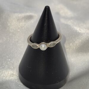 PANDORA Sweet Sterling Silver Pearl Ring.  Marked ALE 925 56